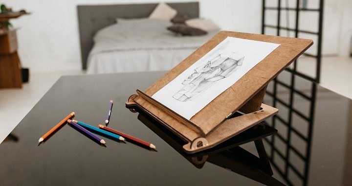 drawing board and pencils on the table