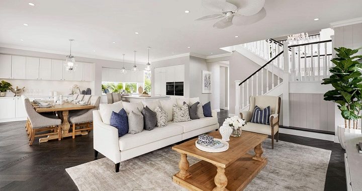 Hamptons style home in bright colours